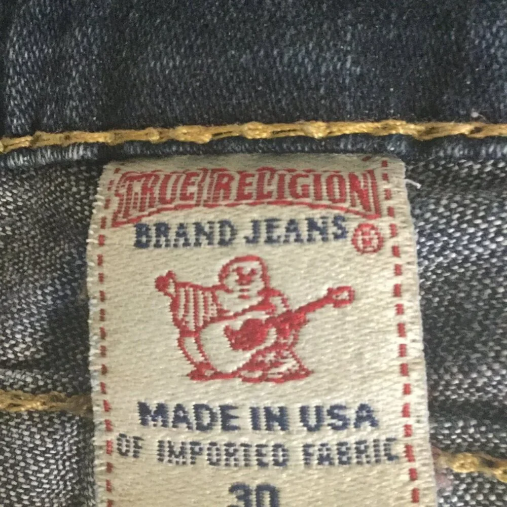 True Religion low rise destressed jeans tall size 30 33 inch inseam dark wash - Picture 2 of 5